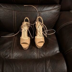 Chic Nude Lace-Up Heels